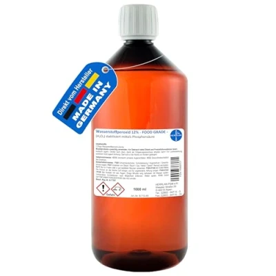 Abbildung von Wasserstoffperoxid 12% FOOD GRADE I 1 Liter MHD 12 Monate stabilisiert Herrlan Made in Germany