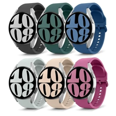 Abbildung von MoKo 6 Stück Armband Kompatibel mit Samsung Galaxy Watch 7 FE 5 4 40mm 44mm/Watch Classic 43mm 47mm/Watch Pro 45mm/Watch 42mm 46mm, Weiches Silikon Ersatzarmband, Mehrfarbig B