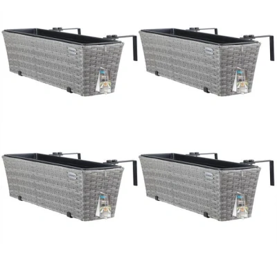 Abbildung von Casaria Blumenkasten, 4er Set 11 Liter Montagehalterung Indoor Outdoor Geländerkasten