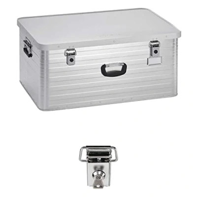 Abbildung von Enders® Aufbewahrungsbox Alubox 130 L + Schloss Set, hochwertig, mit Moosgummidichtung, Alukiste Transportbox Lagerbox Alukoffer Metallkiste