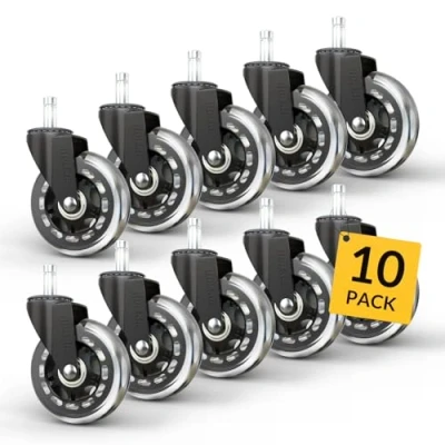 Abbildung von HOLKIE Bürostuhl Rollen 10pack 11x22 mm Ersatzrollen für Schreibtischstuhl aus Gummirollen Hartbodenrollen 5er Set robuste Rollerblade Stühle als Ersatz Computer Gaming Stuhlmatten