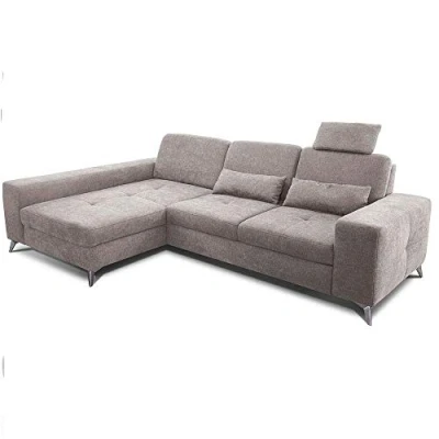 Abbildung von CAVADORE Ecksofa Bali / Trendige Sofaecke mit Longchair links &amp; Federkern Inkl. Sitztiefenverstellung, Kopfstütze Nierenkissen 286 x 92 176 Flachgewebe: Beigegrau