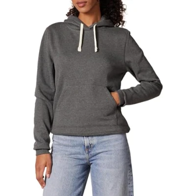Abbildung von Amazon Essentials Damen Fleece Kapuzenpullover (in Übergröße erhältlich), Dunkelgrau Meliert, S