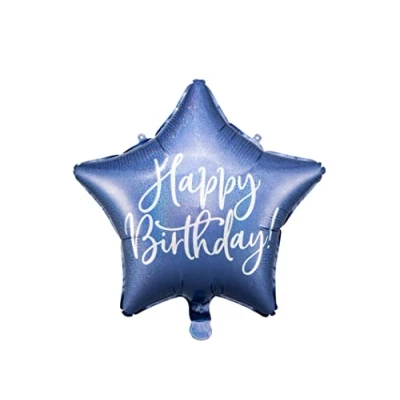 Abbildung von Folienballon Happy Birthday Stern Blau Ballon Geburtstag Dekoballon Luftballon Deko blauer 40cm