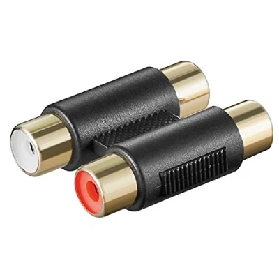 Abbildung von BestPlug RCA L R Audio Adapter Verbindungsstück, 2 Cinch Buchse Kupplung weiblich auf vergoldet, Schwarz