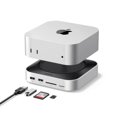 Abbildung von UGREEN Mac Mini M4 Dock mit 4K DisplayPort für Dual Monitor Setups, 10Gbps USB Anschlüssen, M.2 NVMe SSD Slot, SD/TF Kartenleser &amp; 3,5mm Audio kompatibel M4/M4 Pro