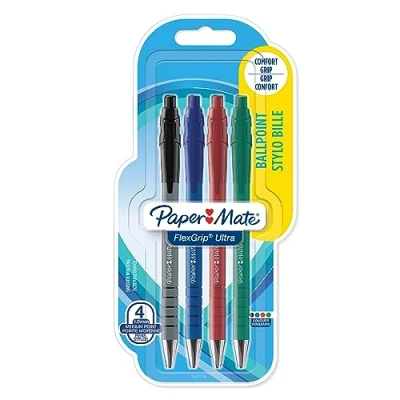 Abbildung von Paper Mate Flexgrip Ultra Druckkugelschreiber mittlere Spitze (1,0 mm) sortierte Farben 4er Packung