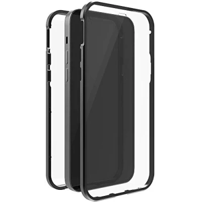Abbildung von Black Rock Handyhülle 360 Grad Glass Case Hülle passend für Apple iPhone 12 Mini I Durchsichtig, Magnet Verschluss Cover (Transparent mit schwarzem Rahmen)