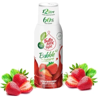 Abbildung von LIGHT Erdbeere Fitness Sirup von FruttaMax Getränkesirup Zuckerfrei mit Stevia 50% Fruchtanteil 500ml