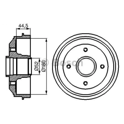 Abbildung von BOSCH 0 986 477 070 Bremstrommel ohne Radlager 212 Hinterachse PEUGEOT: 306 Schrägheck, Cabrio, 309 II CITROËN: ZX Schrägheck