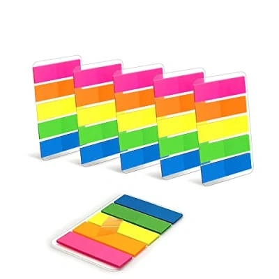 Abbildung von WAYTEX 750 Lesezeichen, selbstklebend, laminiert, 6 Hüllen mit 5 Mini Blöcken 25 Blättern, Neonfarben, 45 x 12 mm, wiederablösbar