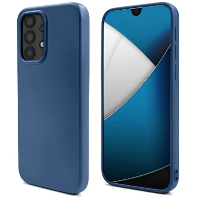 Abbildung von Moozy Lifestyle. Hülle für Samsung A32 5G, Mitternachtsblau Premium Silikon Handyhülle Schutzhülle mit Mattem Finish und Weichem Mikrofaserfutter, Phone Cover Case