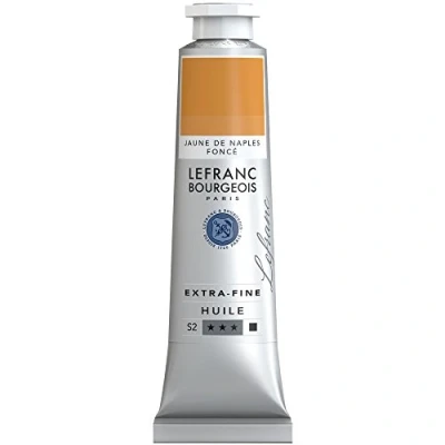 Abbildung von Lefranc Bourgeois 405116 extra feine Ölfarbe in Künstlerqualität aus hochwertigen Pigmenten, lebendige Farben, hohe Lichtechtheit, 40ml Tube Neapelgelb Dunkel