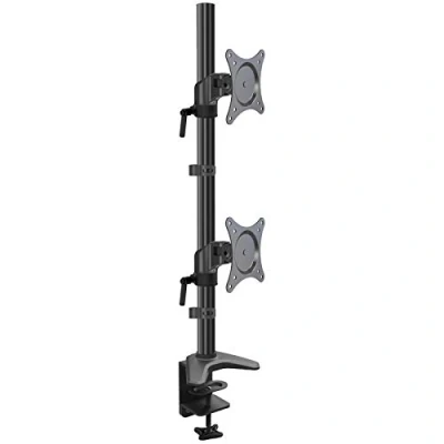 Abbildung von HFTEK Vertikal Tischhalterung mit Neig , Schwenk und Rotierfunktion dual für Monitore bis 27 Zoll VESA 75/100 (FY512HDB)