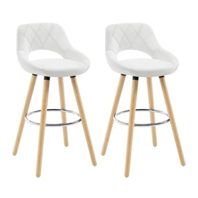 Abbildung von WOLTU® Barhocker BH111ws 2 2er Set Barstuhl Bistrohocker Tresenhocker mit Lehne und Fußstütze Design Stuhl Holz Kunstleder Weiß