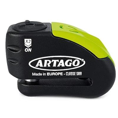 Abbildung von Artago 30X14 High End Bremsscheibenschloss Motorrad Ohne oder Mit Alarm 120 dB + Don&#039;t Touch Warnung, Anti Bohr Schutz 5mm, SRA und Sold Secure Zertifiziert, Doppelverschluss 10mm gehärteter Stahl