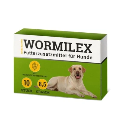 Abbildung von ADEMA NATURAL® Wormilex Wurmkur sekundierend für Hunde Wurmmittel sekundierende Tabletten Pflanzliche Rezeptur ohne Zusätze Futterzusatzmittel Hund 10 Stück