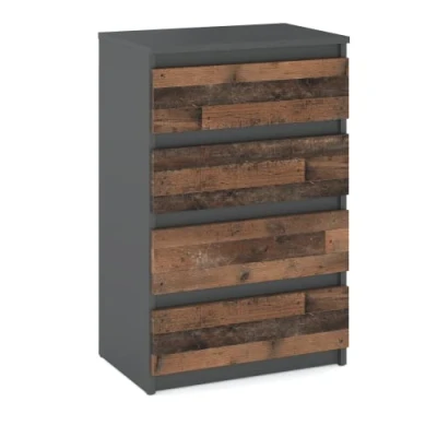 Abbildung von MRBLS Kommode mit 4 Schubladen Sideboard Schubladenschrank Kleiderschrank Modern Möbel für Ihr Schlafzimmer (Anthrazit Industrial/Grau Matt Old Style) 60 x 92,5 33,5cm (B/H/T)