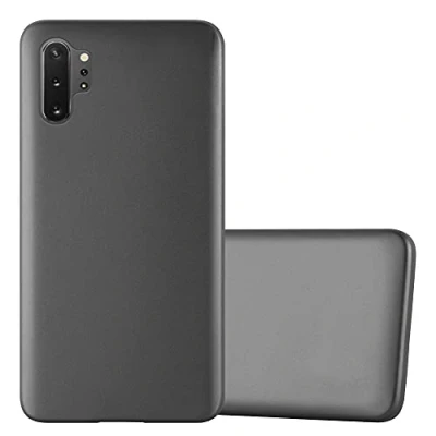 Abbildung von Cadorabo Hülle kompatibel mit Samsung Galaxy Note 10 Plus Schutzhülle TPU Silikon Case Metallic Design Slim Kratzfest Weiche Gummi Rundumschutz für in Grau