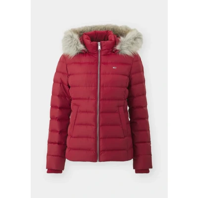 Abbildung von Tommy Jeans Basic Hooded Jacket Daunenjacke, Damen, Größe: 54, Regatta red