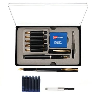 Abbildung von Kurtzy Pinselstift Kalligraphie Füller Set 14 teiliges Schreibfeder in Blau, (1 tlg), (14 teilig) Blaue