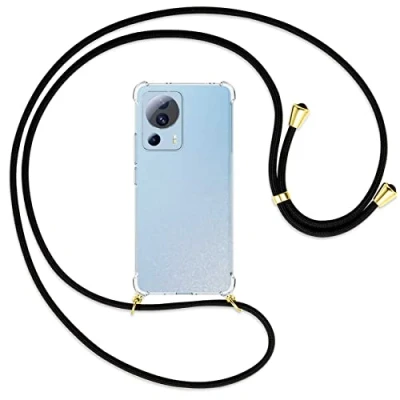 Abbildung von mtb more energy® Handykette kompatibel mit Xiaomi 13 Lite schwarz/Gold Smartphone Hülle zum Umhängen Anti Shock Strong TPU Case