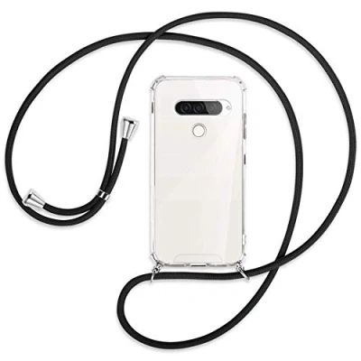 Abbildung von mtb more energy® Handykette kompatibel mit LG G8S ThinQ (LM G810, 6.21&#039;&#039;) schwarz Smartphone Hülle zum Umhängen Anti Shock Full TPU Case