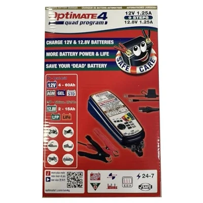 Abbildung von Tecmate Optimate TM630 Akku Ladegerät, Quad Programm, geeignet für Bleisäure und Lithium LIFEPO4