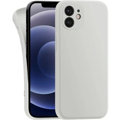 Abbildung von MyGadget Hülle Kompatibel mit iPhone 12 robuste Silikon Schutzhülle TPU Case Slim Silikonhülle Back Cover Kratzfest Handyhülle Matt Beige