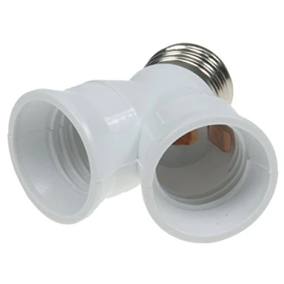 Abbildung von Lampenfassung 2 fach Sockeladapter I Y Adapter für E27 Lampen Schraubfassung Lampenadapter Mehrfach Gewinde Weiß