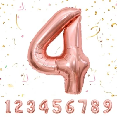 Abbildung von Geburtstag zahlen luftballon 4 jahre Roségold Folienballon XXL Riesen in 40&quot; 101cm Geburtstagsdeko Ballon Zahl Deko zum .Fliegt mit Helium