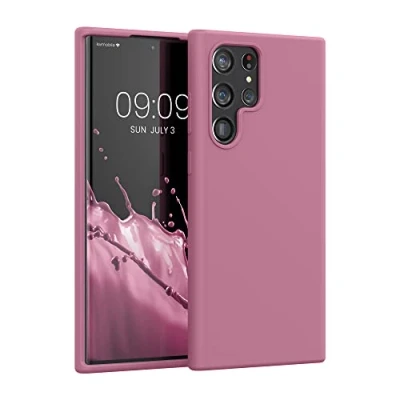 Abbildung von kwmobile Hülle kompatibel mit Samsung Galaxy S22 Ultra Silikon Handy Case Handyhülle weiche Oberfläche kabelloses Laden Dark Rose