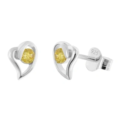 Abbildung von Acalee AC8866 13 Damen Ohrringe 925 Silber Ohrstecker Herz Citringelb