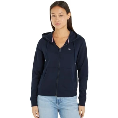 Abbildung von Tommy Jeans FLAG ZIP THRU Sweatjacke, Damen, Größe: 32, Dark night navy