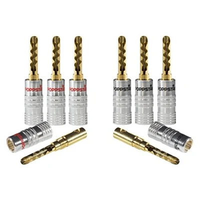 Abbildung von Poppstar 8X Hohl Bananenstecker (bis 6mm², 24k vergoldete Kontakte, 4X schwarz, rot)
