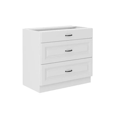 Abbildung von Küchen Preisbombe Auszugsunterschrank 80 cm Küche Stilo Weiß Vollauszug Soft Close Küchenzeile Einbauküche