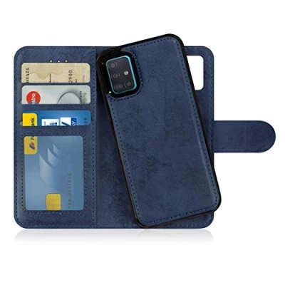 Abbildung von MyGadget Flip Case für Samsung Galaxy A51 4G [ abnehmbare Magnet Hülle ] Handyhülle aus Kunstleder Klapphülle mit Kartenfach Schutzhülle in Dunkelblau