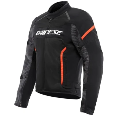 Abbildung von Dainese Air Frame 3 Tex Jacket, Sommer Motorradjacke mit herausnehmbarem, winddichtem Innenfutter, Mann, Schwarz/Schwarz/Rot Fluo, 48