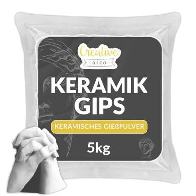 Abbildung von Creative Deco Modelliermasse Gießpulver weiß Keramik Gießmasse, Reliefgießpulver Modelliergips, Zum Modellieren