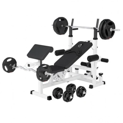 Abbildung von GORILLA SPORTS Kraftstation Hantelbank Hantelset 100 kg, Ablage, Verstellbar Trainingsbank