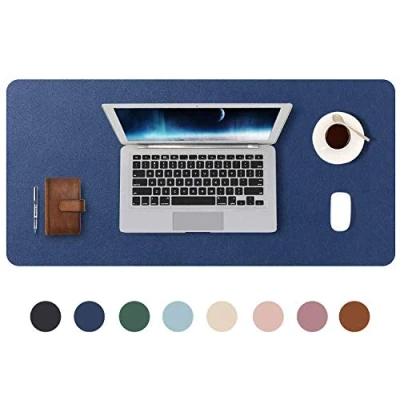 Abbildung von DOBAOJIA Mausepad Große Mausmat XL Schreibtischmatte Schreibtischunterlage Schreibtischpad für Laptop/Tastatur/Maus Schreibblock, PU Leder Wasserdicht + Wildleder rutschfest 80 x 40cm (Dunkelblau)