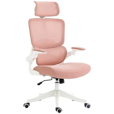 Abbildung von Vinsetto Bürostuhl mit Wippfunktion, Schreibtischstuhl, höhenverstellbarer Computerstuhl, Drehstuhl, PC Stuhl bis 120 kg belastbar, für Arbeitszimmer, Mesh, Rosa, 62 x 58 133 cm