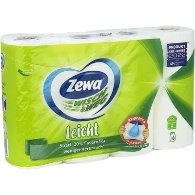 Abbildung von ZEWA Papierküchenrolle Wisch &amp; Weg leicht (4 St), weiß mit Mikrowabenstruktur, 48 Blatt/Rolle