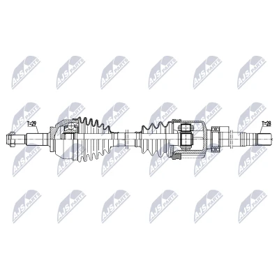 Abbildung von NTY NPW RE 205 Antriebswelle Vorderachse rechts 1002mm DW6 Getriebeautomatik 6 Gang RENAULT: Trafic 3 Kastenwagen, FIAT: Talento Kastenwagen