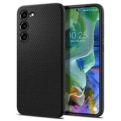 Abbildung von Samsung Galaxy S23 Plus Hülle Silikon Spigen Soft Case/Backcover Handyhülle Schwarz Shockproof/Stoßfest