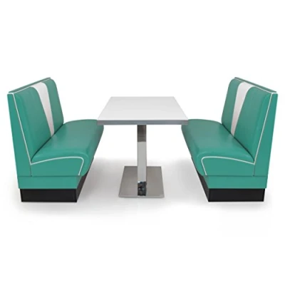 Abbildung von möbelland24 American Diner Set V 2X Sitzbank 120cm + Tisch türkis
