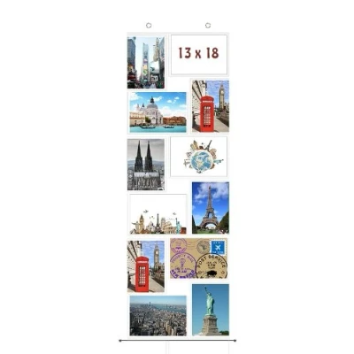 Abbildung von trendfinding Bilderrahmen Collage Fotovorhang mit Ösen für 12 Fotos im Hoch und Querformat 13x18 cm, Bilder (1 St), Quer Hochformat