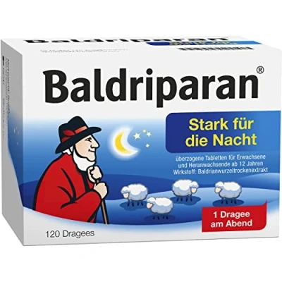 Abbildung von Baldriparan Stark für die Nacht Pflanzliches Arzneimittel mit hoch dosiertem Baldrianwurzel Trockenextrakt Bewährte Dragees bei nervös bedingten Schlafstörungen 120