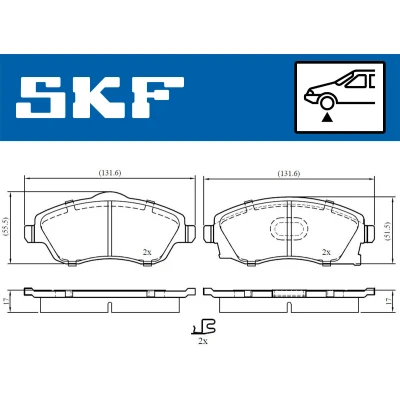 Abbildung von SKF VKBP 80062 A Bremsbelagsatz mit akustischer Verschleißwarnung Zubehör OPEL: Meriva A, Combo C Tour, Corsa С Kastenwagen