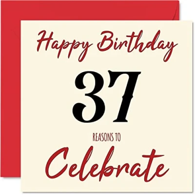 Abbildung von Stuff4 Lustige Geburtstagskarte zum 37. Geburtstag für Männer und Frauen Reasons To Happy Birthday Karte Vater, Mutter, Sohn, Tochter, Bruder, Schwester, Onkel, Tante, Cousin, 145 mm x